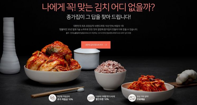 대한민국 포장김치 1호 대상 '종가집'…나만의 김치 서비스로 특화