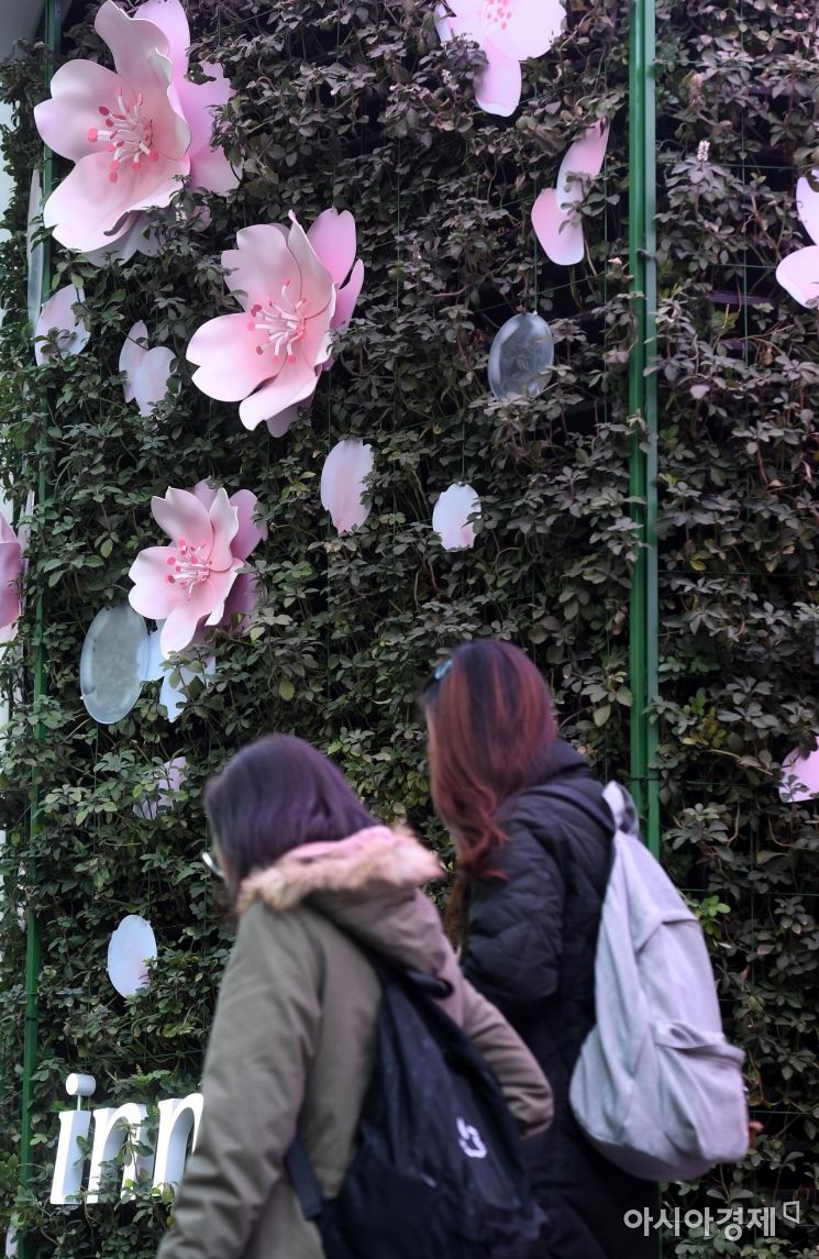[포토] 꽃샘추위에 두터운 옷차림의 관광객들