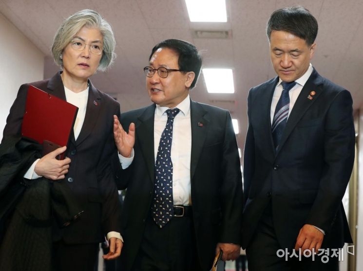 [포토]국무회의 참석하는 강경화·유영민·박능후
