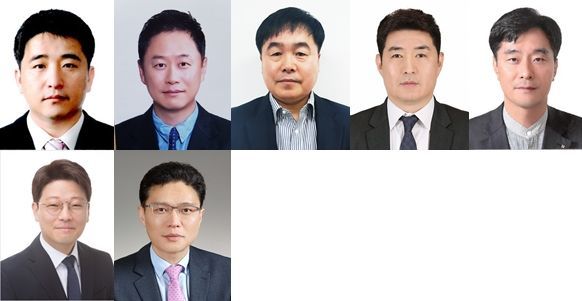 (윗줄 왼쪽부터) 이동수 상무, 윤명진상무, 강동철이사, 민준홍이사, 홍인표 이사 (아랫줄 왼쪽부터) 김동현 이사보, 정선기 이사보.