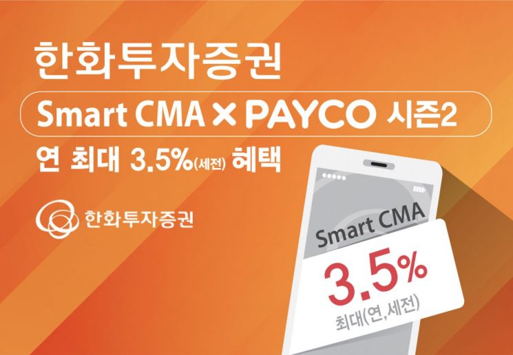한화투자증권, 스마트 CMA x 페이코 시즌2 실시