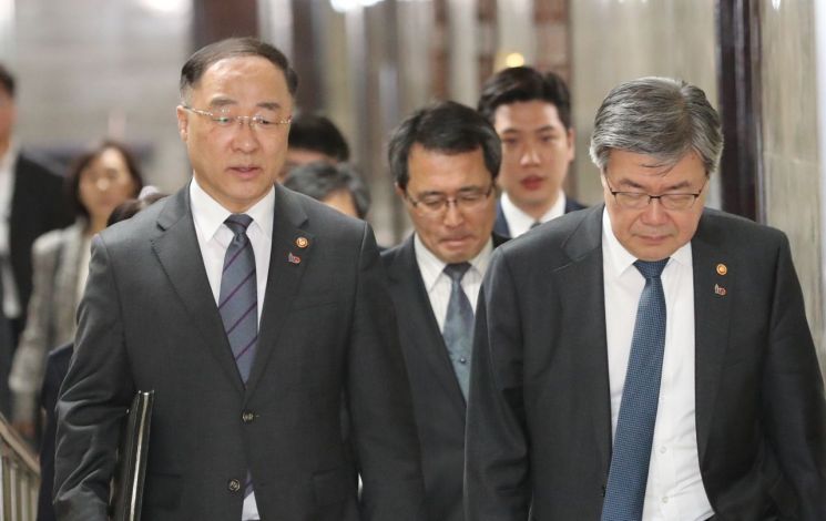 홍남기 국회 찾아 "최저임금·탄력근로법 처리해달라…산업현장 절박"(종합)