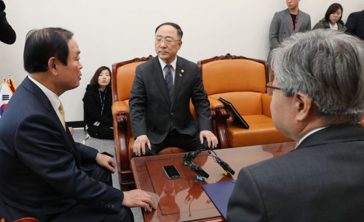 홍남기 국회 찾아 "최저임금·탄력근로법 처리해달라…산업현장 절박"(종합)