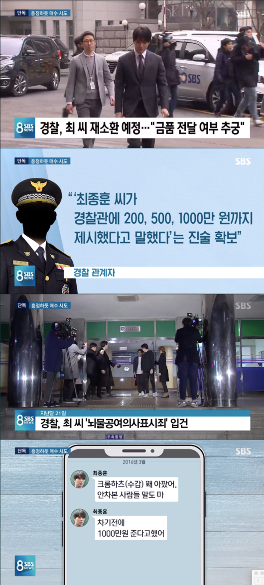 "200만원→1000만원" 최종훈, 음주 단속에 흥정하듯 경찰 매수 시도