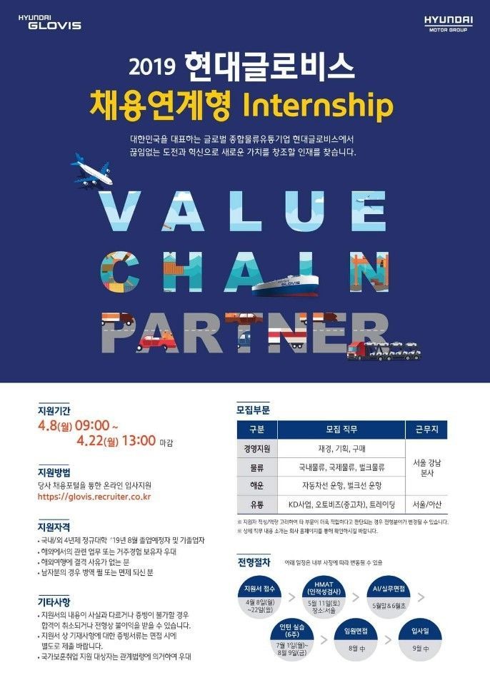 현대글로비스, '2019 채용연계형·글로벌 인턴' 모집