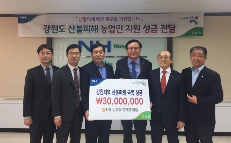 서울농협 임직원, '강원산불' 피해 농업인 지원 성금 3000만원 전달