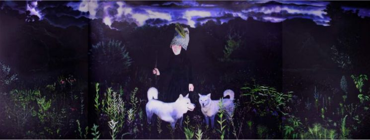 이소연 '검은 숲 1', 2019, 250x650cm, oil on canvas  [사진= 조현화랑 제공]