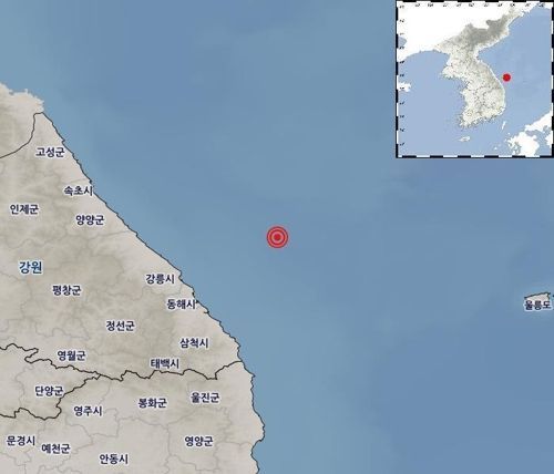 [종합]강원 동해시 북동쪽 54km 해역서 규모 4.3 지진…"피해 없으나 진동 느꼈을 것"