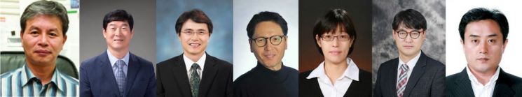 왼쪽부터 김재일·이병하·정성호·김상돈·한승희·윤명한 교수, 조영욱 책임행정원
