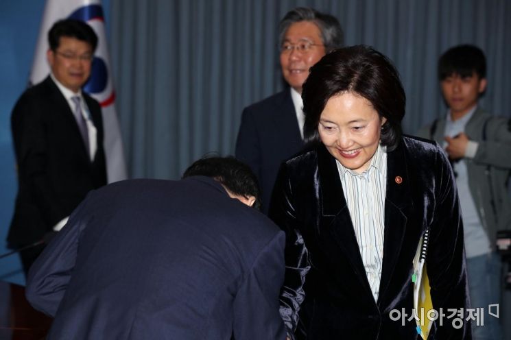 [포토]국정현안점검조정회의 참석한 박영선 장관