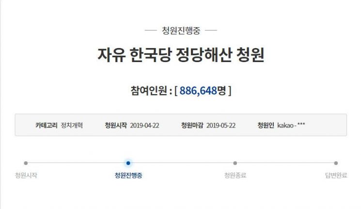 [종합]한국당 해산 청와대 국민청원 86만 돌파…민주당 해산 맞불 청원도