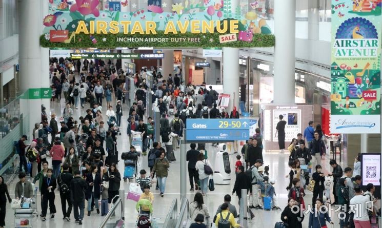 [포토] 여행객들로 붐비는 인천공항 면세구역