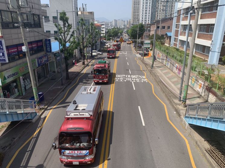 광주 서부소방서, 전국단위 소방차 길터주기 훈련
