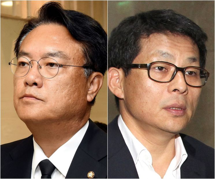 '세월호 막말' 논란을 빚은 정진석 의원(사진 왼쪽)과 차명진 전 의원. [이미지출처=연합뉴스]