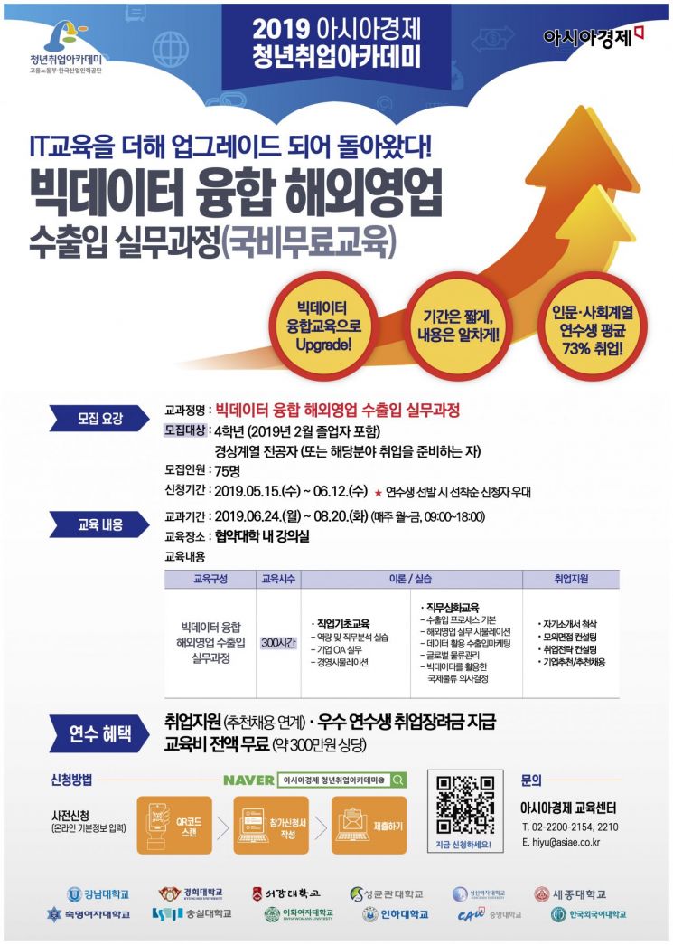 국비무료 고용노동부 청년취업아카데미 인문·사회·상경계열 전공자 연수생 모집