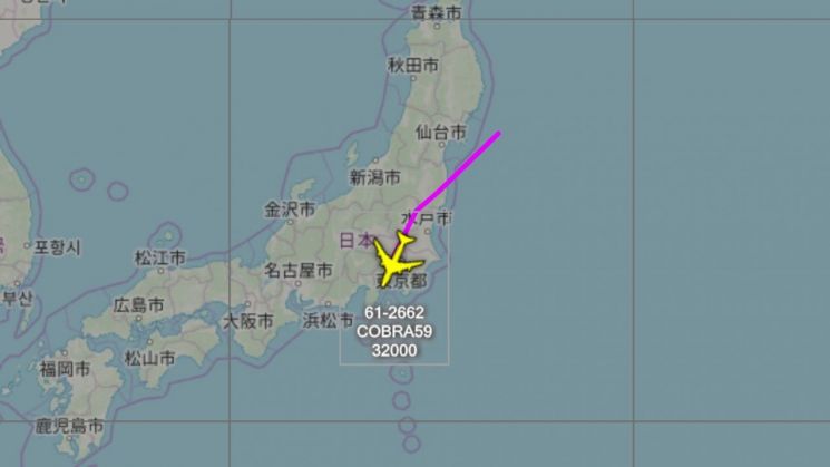 미 공군 정찰기 RC-135S '코브라볼' 가데나 공군기지 배치 (사진=에어크래프트 스팟 사이트 캡처)