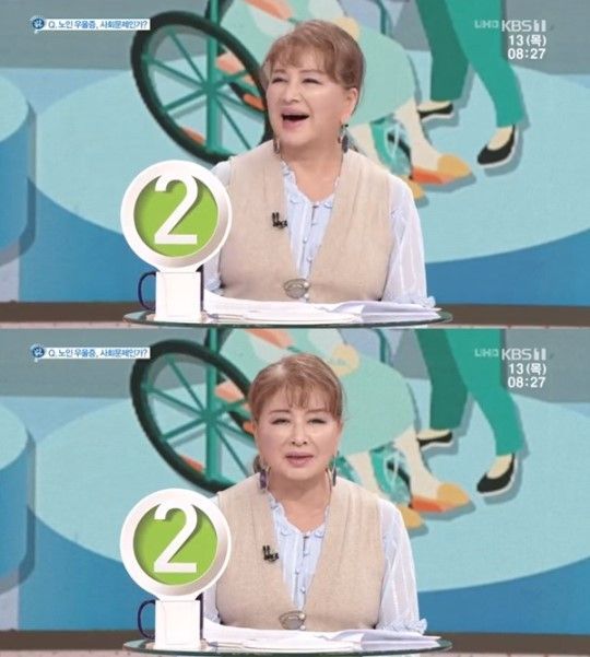 가수 장미화가 과거 자신의 경험담을 밝히면서 "노인 우울증은 사회 문제가 아니다"라고 주장했다/사진=KBS 1TV '아침마당' 화면 캡처