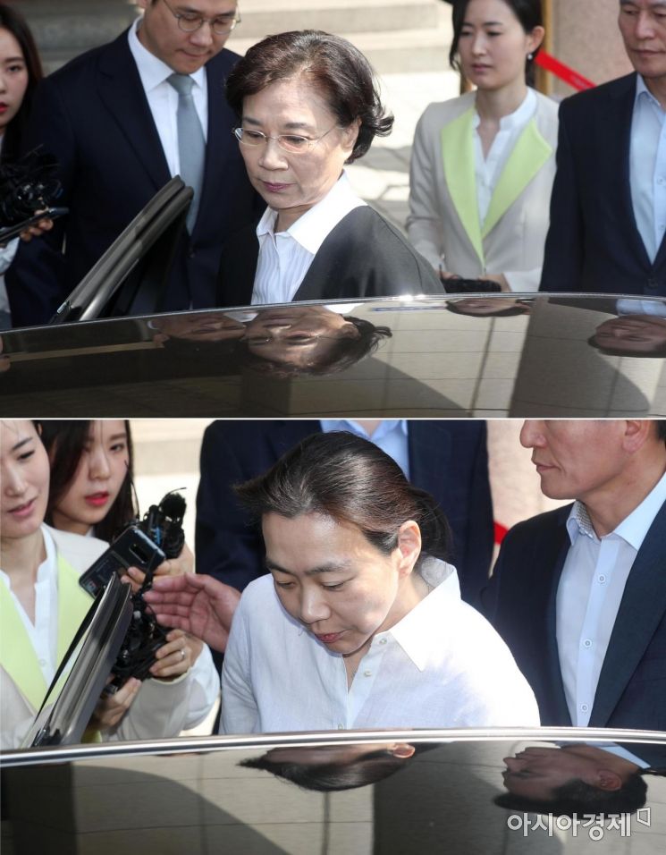 [포토]'해외명품 밀수' 구속 피한 이명희·조현아 모녀