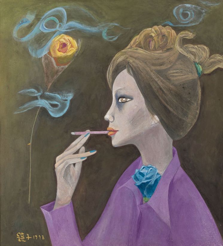 천경자 '탱고가 흐르는 황혼', color on paper, 46×41.5㎝, 1978, 경매 추정가 8억~12억원  [사진= 서울옥션 제공]