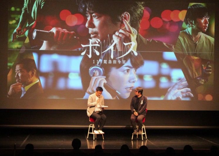 지난달 일본 도쿄 코리아센터에서 열린 '한국드라마셀렉션 2019'에서 현지 리메이크작 제작을 맡은 오노우에 다카히로가 토크쇼에서 참석해 발언하고 있다.<한국콘텐츠진흥원 제공>