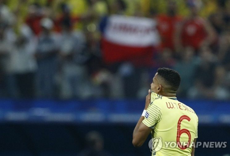 콜롬비아 축구 대표팀 윌리엄 테시요가 코파 아메리카 승부차기에 실패했다는 이유로 그의 가족이 살해 위협에 시달고 있다./사진=연합뉴스