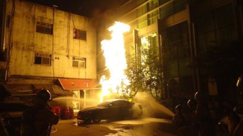 서초동 LP가스 저장소 화재…"인명피해 없어…원인 조사중"