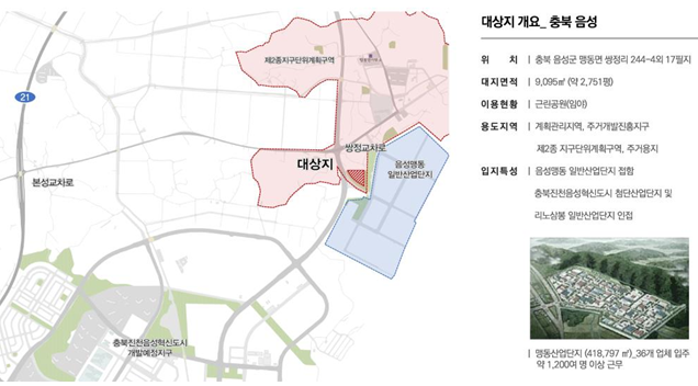 충북 음성군 중소기업근로자 전용주택 위치도