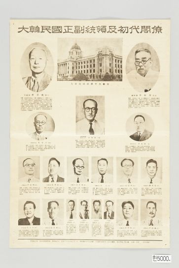 대한민국 정·부통령 및 초대 각료의 사진과 이력이 실린 포스터. 사진=국립광주박물관 제공