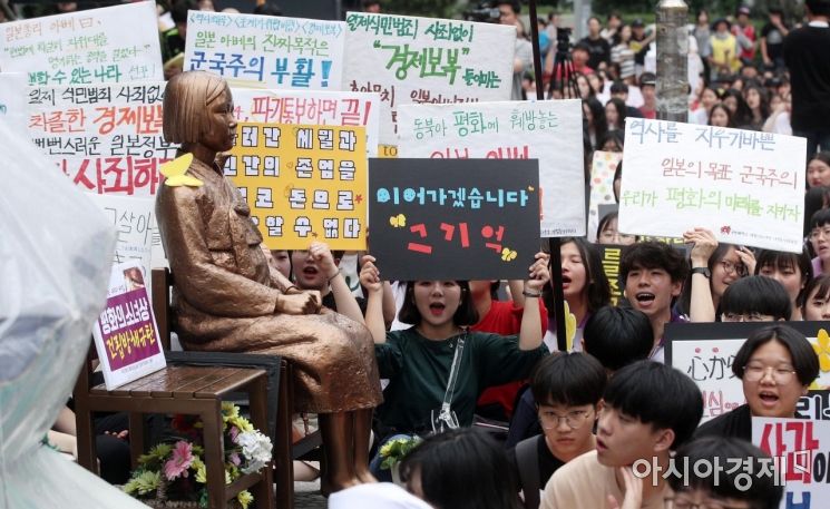 [포토] 아베 정뷰 규탄하는 수요시위 참가자들