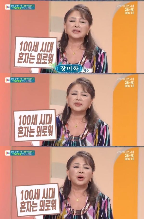 가수 장미화가 한 방송프로그램에 출연해 황혼 재혼에 대한 이야기를 나눴다./사진=KBS1 방송 캡쳐