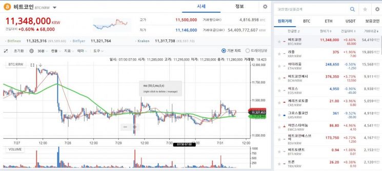 [비트코인 지금]1130만원·9600달러대