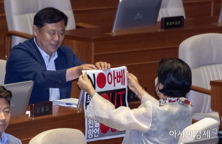 [포토] 아베정권 규탄 피켓거는 손혜원 의원