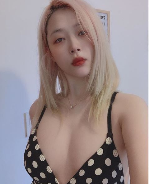 설리는 올렸다하면 난리남…이번엔 도트 무늬 수영복