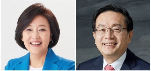 박영선 중소벤처기업부 장관(왼쪽), 손태승 우리금융그룹 회장