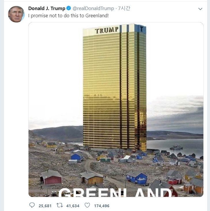 그린란드에 트럼프 호텔?…합성사진 올리며 농담하는 트럼프