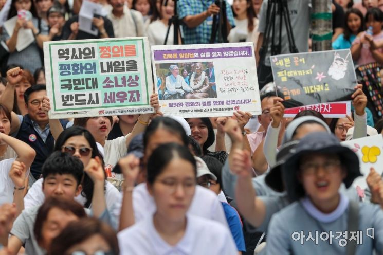 [포토]정기수요시위 참가한 시민들