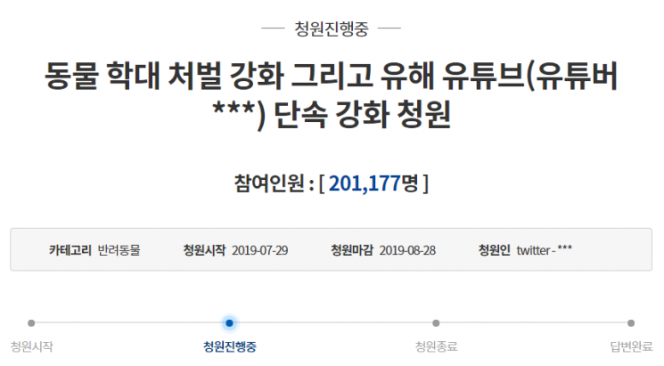 "반려견 학대한 유튜버 처벌해달라" 국민청원 20만 돌파