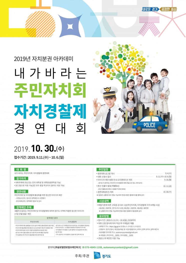 '주민자치회·자치경찰제 경연대회' 10월 경기도서 열린다