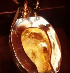 18캐럿 금으로 만든 '47억 7천만원' 황금변기 전시중 도난