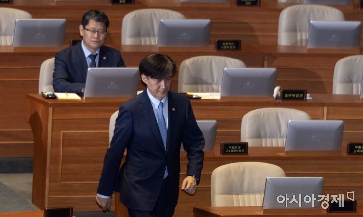 [포토] 본회의 출석한 조국 법무장관