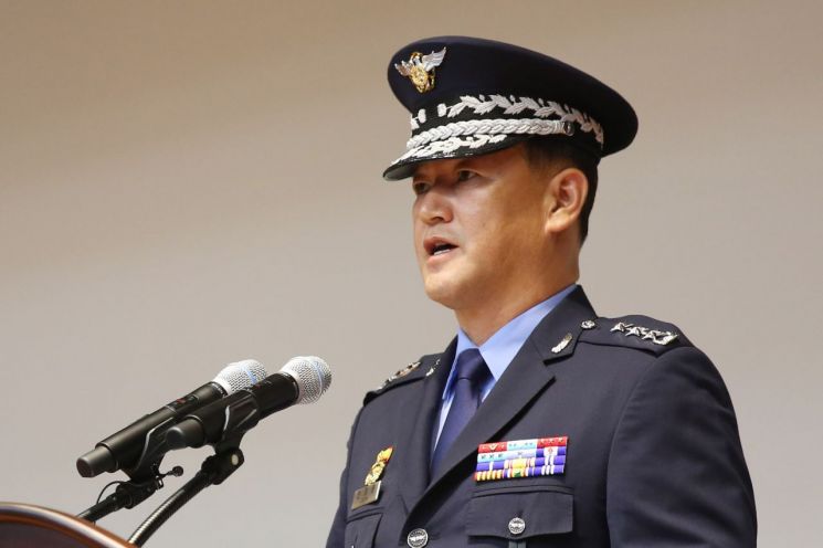 전제용 신임 군사안보지원사령관이 지난 20일 군사안보지원사령부에서 열린 취임식에서 취임사를 하고 있다. (사진=국방부)