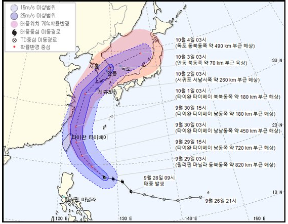 18호 태풍 '미탁' 2일 한반도 강타…호남·영남 등 강한 비바람 '초비상'