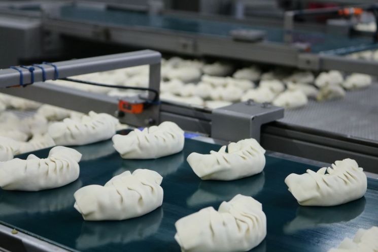 CJ제일제당의 전략 신제품 '비비고 군교자'가 인천냉동식품공장에서 생산되고 있다.