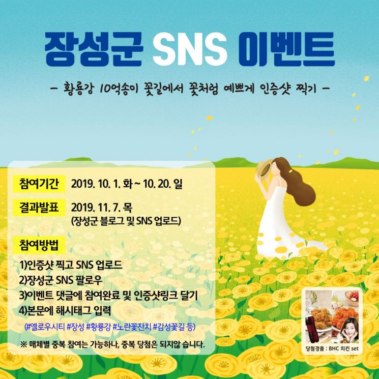 장성군, 내달 1일부터 3차 SNS 이벤트 진행