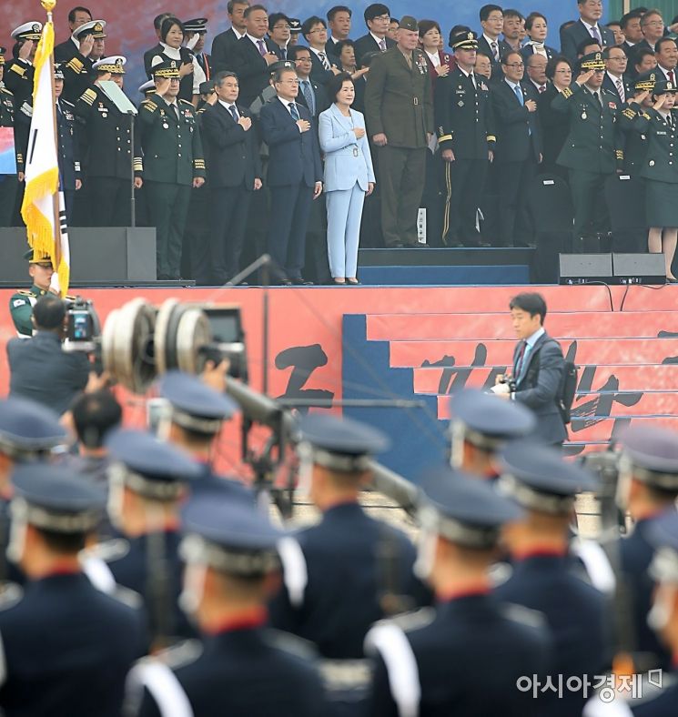 [포토] 국민의례하는 문재인 대통령