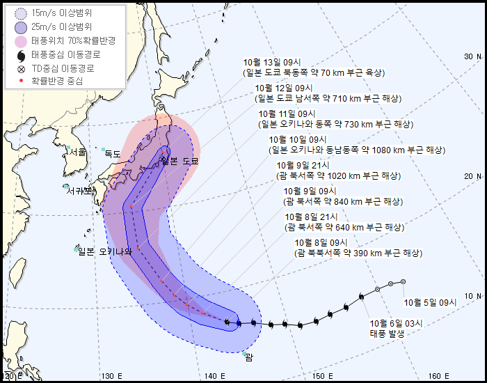 19호 태풍 '하기비스' 일본 간다…"우리나라 영향 가능성 희박"
