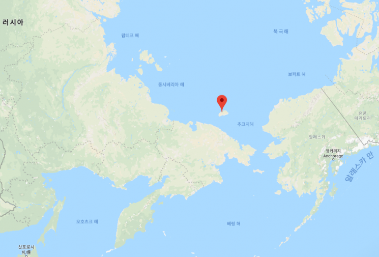 붉은 색으로 표시된 랭겔섬 위치/사진=구글맵