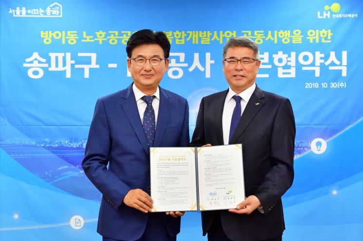 박성수 송파구청장(왼쪽)과 홍현식 한국토지주택공사 서울지역본부장