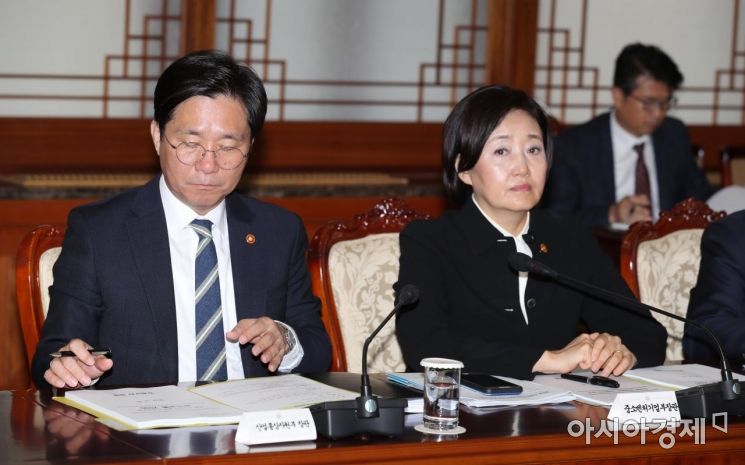 [포토]국정현안점검조정회의 참석한 성윤모·박영선