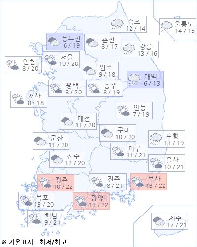 [날씨] 오늘(03일)의 날씨와 미세먼지 (오전)